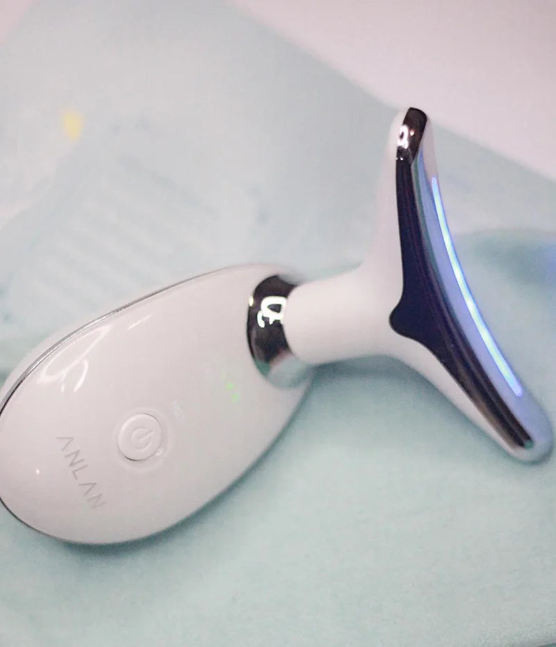 ANLAN™ — Massageador Facial e Cervical EMS 3 em 1 com Luz LED