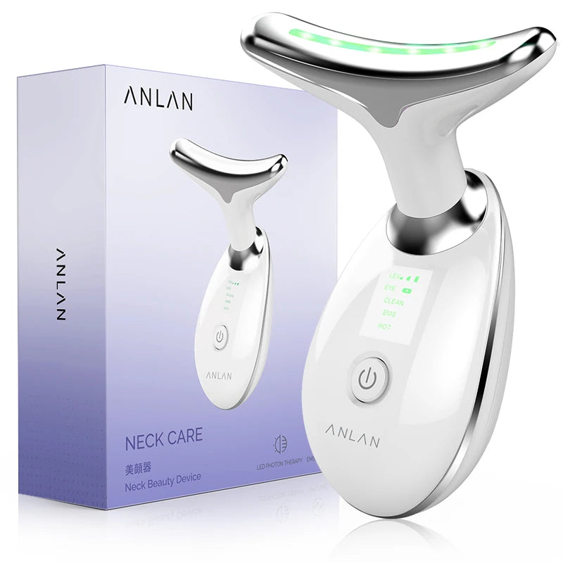ANLAN™ — Massageador Facial e Cervical EMS 3 em 1 com Luz LED